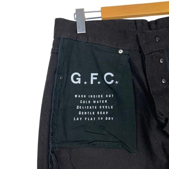 GFC Toronto Men's Black Dark Wash Distressed Raw Hem Slim Denim Jeans US 36 - Picture 13 of 16